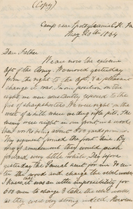 Letter (copy) from Stephen Minot Weld, Jr. to Stephen Minot Weld, 20 May 1864; with letter (copy) from Stephen Minot Weld, Jr. to Stephen Minot Weld, 25 May 1864; as part of letter from Alice Weld to Hannah Weld, [1 June 1864]