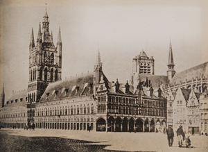 Postcard view of intact Cloth Hall, Ypres, 1914