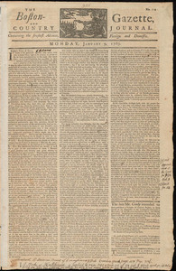 The Boston-Gazette, and Country Journal, 9 January 1769