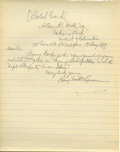 Letter from Benjamin Smith Lyman to Allen R. Foote