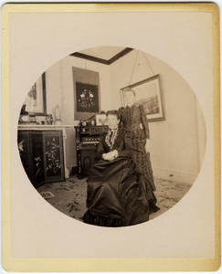 Annie Blanchard (seated) and Abby F. Blanchard in their parlor
