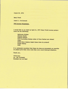 Memorandum from Mark H. McCormack to Barry Frank