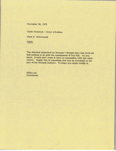 Memorandum from Mark H. McCormack to Clyde Comstock