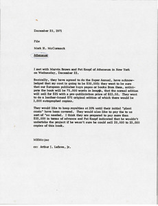 Memorandum concerning Atheneum