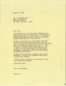 Letter from Mark H. McCormack to J. Richard Ryan