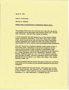 Memorandum from Michael W. Halstead to Mark H. McCormack