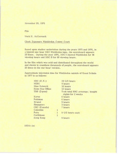 Memorandum from Mark H. McCormack to Wimbledon clock file