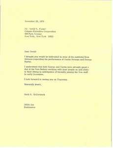 Letter from Mark H. McCormack to David R. Foster