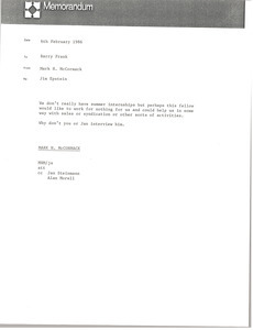 Memorandum from Mark H. McCormack to Barry Frank