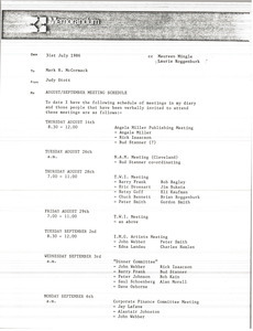 Memorandum from Judy Stott to Mark H. McCormack