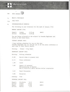 Memorandum from Judy Stott to Mark H. McCormack