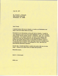 Letter from Mark H. McCormack to Francis J. Galbraith