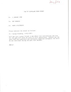 Fax from Mark H. McCormack to Bev Norwood