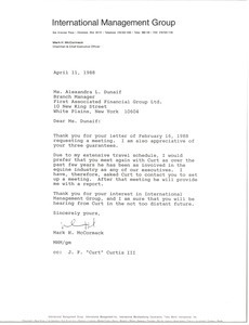 Letter from Mark H. McCormack to Alexandra L. Dunaif