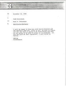 Memorandum from Mark H. McCormack to Todd McCormack