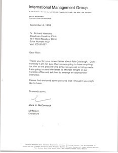 Letter from Mark H. McCormack to Dr. Richard Hawkins