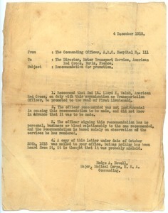 Letter from Hodge A. Newell to Director of Motor Transport Service for American Red Cross