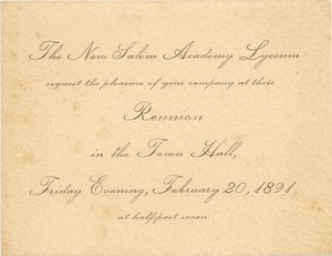 Invitation for the eighteenth annual New Salem Academy reunion