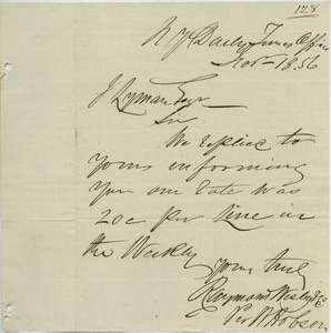 Letter from the New York Daily Times to Joseph Lyman