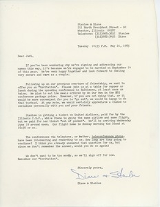 Letter from Diane and Stanlee Kafka to Judi Chamberlin