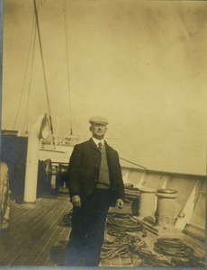 Edward Channing: candid portrait aboard ship