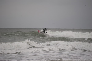 Surfer riding a wave