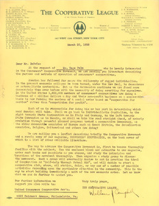 Letter from The Cooperative League of the U.S.A. to W. E. B. Du Bois