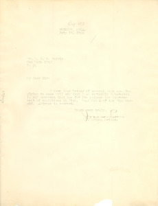 Letter from J. Wilson Pettus to W. E. B. Du Bois