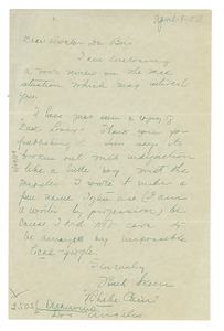 Letter from Ruth Skeen to W. E. B. Du Bois