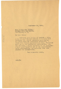 Letter from W. E. B. Du Bois to Fredericka Rainey