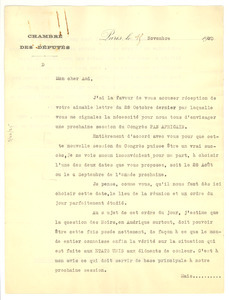 Letter from Blaise Diagne to W.E.B. Du Bois