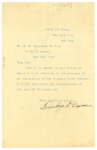 Letter from Frankye A. Dixon to W. E. B. Du Bois