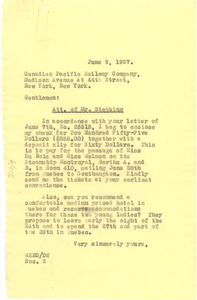 Letter from W. E. B. Du Bois to Canadian Pacific Railway Company