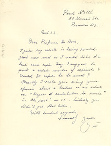 Letter from Paul Nettl to W. E. B. Du Bois