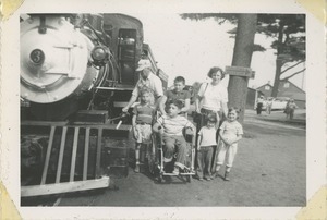 Bernice Kahn with son Paul and daughter Sharon at a railroad museum