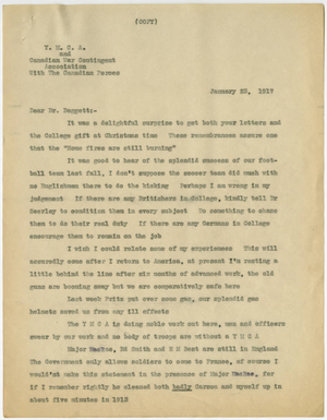 Transcribed letter from Herbert C. Patterson to Laurence L. Doggett (January 23, 1917)