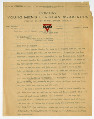 Letter from Montagu F. Modder to Laurence L. Doggett (July 16, 1917)