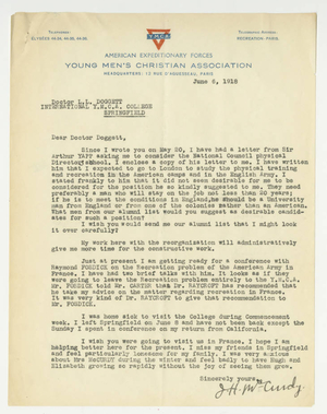Letter from James H. McCurdy to Laurence L. Doggett (June 6, 1918)