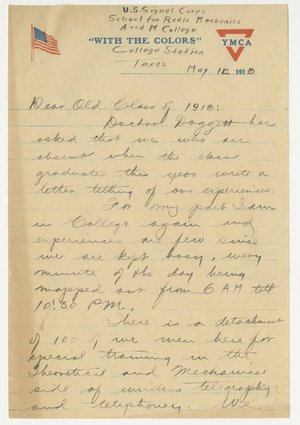 Letter from John C. Lewis to Laurence L. Doggett (May 12, 1918)