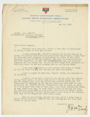 Letter from James Huff McCurdy to Laurence L. Doggett (May 17, 1918)