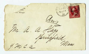 Envelope to letter to Amos Alonzo Stagg from Trinity College football Asociation dated September 23, 1891