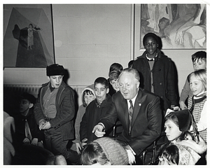 Mayor John F. Collins with unidentified group of children