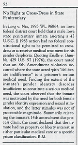 No Right to Cross-Dress in State Penitentiary