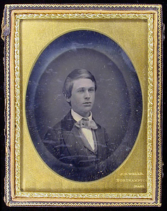 Bust-length vignette portrait of Benjamin Smith Lyman at approximately 16 years of age