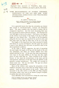 Some measurements of normal children, especially of the leg and arm: some interesting deductions and practicable possibilities