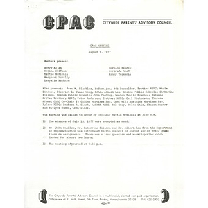 CPAC meeting August 9, 1977.