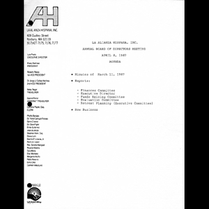 Meeting materials for April 1987.
