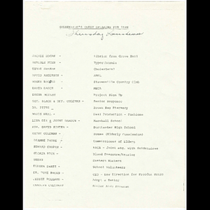 List of Goldenaires guest speakers for 1988 luncheons