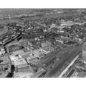 An aerial view of Northeastern University's main campus