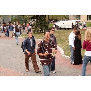 Odalis David Polanco walks through Centennial Circle